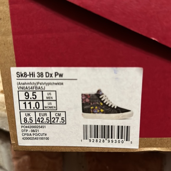 VANS SK8-HI 38 DX PW 'POSITIVITY PATCHWORK/BLACK' men’s size 9.5 - Picture 13 of 13